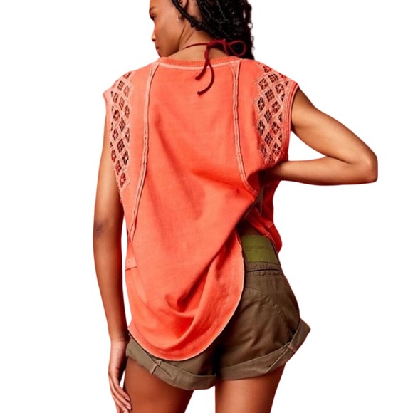 Free People / Table For Two Tee Top / Boho Sleeveless Top - Picture 3 of 4